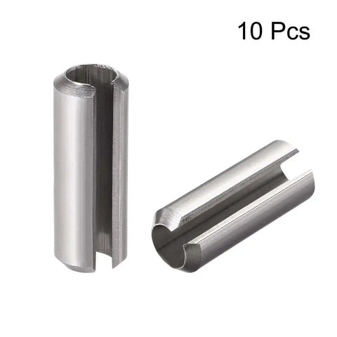 Slotted Spring Pin M8 X 35mm 304 Stainless Steel Roll Pin 10 Pcs Plain Finish Axial Slotted With Chamfered Ends