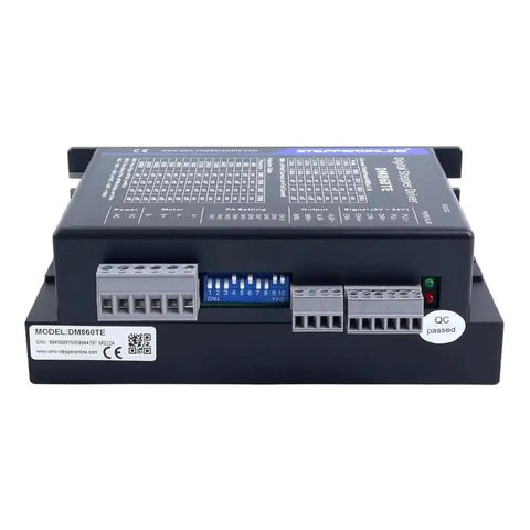 TE Series Digital Stepper Driver for Nema 34 Motors, showing connectors and control switches, high efficiency motion controller.