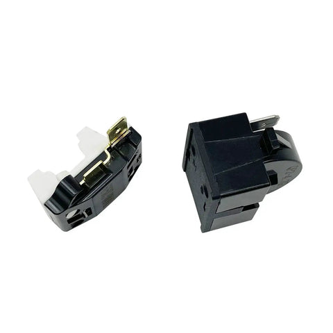 4.7 Ohm 1-Pin PTC Start Relay and Overload Kit for mini fridges and wine coolers, black components shown separately.