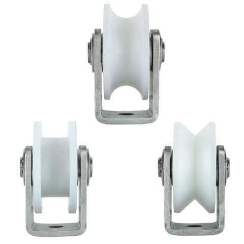 Groove Track Wheel Sliding Door Roller Smooth Glide Heavy Duty Barn Door Casters 304 Stainless Steel Bracket Nylon Castor Set