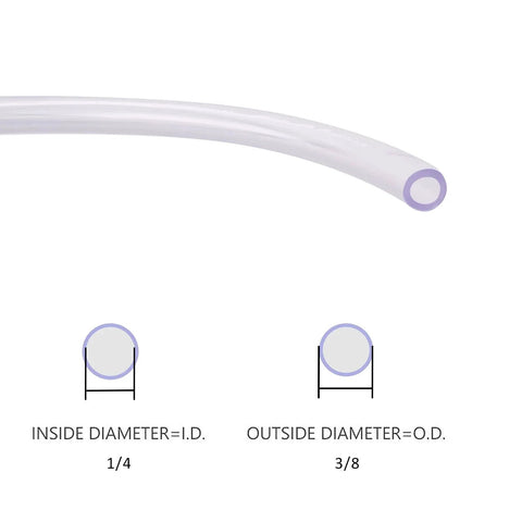 Clear PVC Tubing One Quarter Inch ID Three Eighth Inch OD Ten Feet Food Grade Flexible Vinyl Hose cross-section view