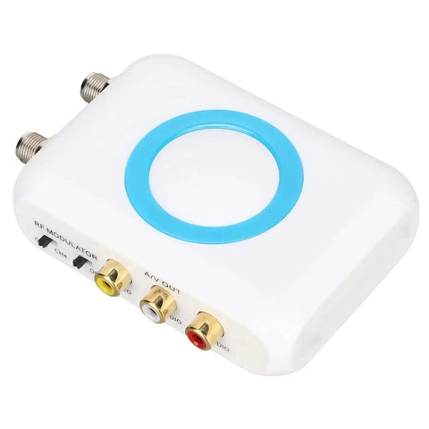 Plug And Play RF Modulator For Home Theater And TV, Supports PAL And NTSC Output, durable ABS build, front view