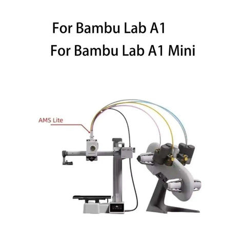 AMS Lite Five-Way Filament Hub Kit for Bambu Lab A1 and A1 Mini showing multi-color filament routing system