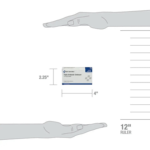 Dimensions of Triple Antibiotic Ointment Packets For Minor Cuts And Scrapes Grab And Go From First Aid Only 12-001 Box of 12
