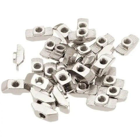M6 T Slot Nuts for 40 Series Aluminum Profiles, Sliding Hammer Head T Nuts, Plated Carbon Steel Fasteners, 20 Pieces