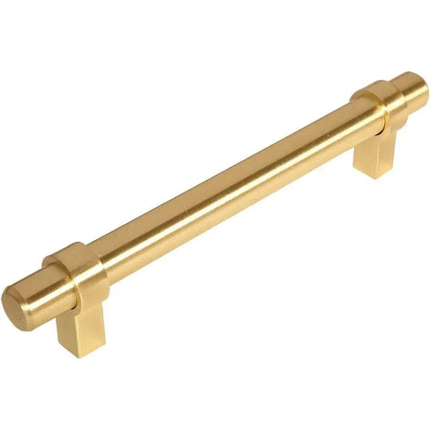 10 Pack Brushed Brass Cabinet Bar Handle Pull 161-128BB 5 Inch Hole Centers Solid Steel Construction Includes 1 Inch Mounting Screws