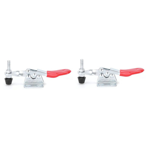 Two Pack Toggle Clamps With 66.1 Pound Holding Power, Heavy Duty Horizontal Hold Down Clamps With Rubber Pressure Tips, front view
