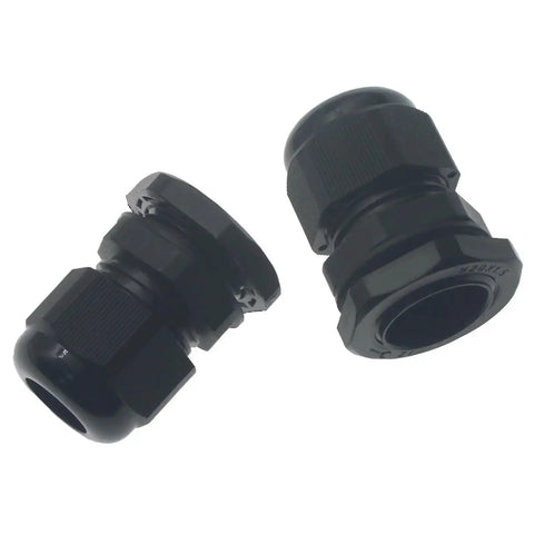 Two pieces from 10 Pack Black M20x1.5 Waterproof Cable Glands For 6-12mm Cables With Adjustable Joints, Compression Cable Connectors, Locknuts And IP68 Seal, Nylon PA66 Construction