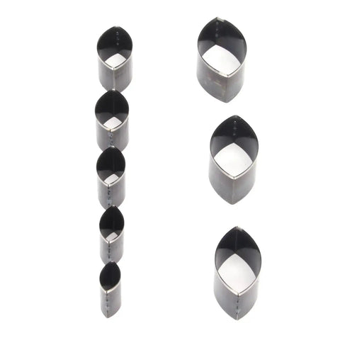 8 Piece Leather Punch Die Set With Hollow Cutters for leather, clay, and jewelry on white background showing steel construction
