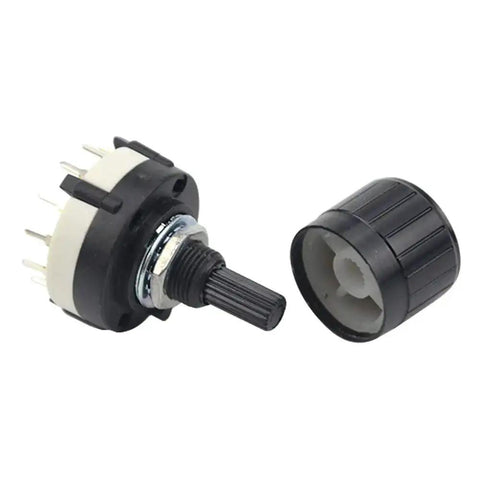 Three Pack RS26 4P12T 4 Pole 12 Position Rotary Switches With Knobs for Radio, TV, Industrial Equipment and Electronics