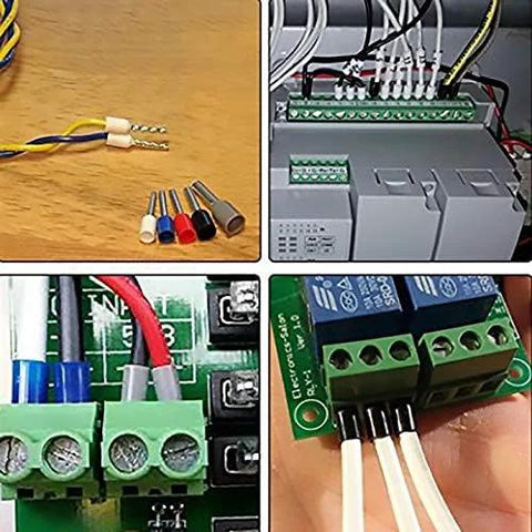 Pro Grade Ferrule Crimp Kit With Hexagonal Crimper, 1700-Piece Insulated Wire End Ferrules, showing ferrules in use