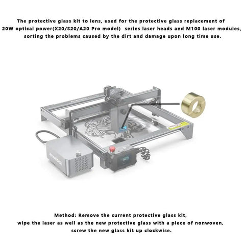 Protective Glass Lens Replacement For Atomstack 20W Laser Heads X20 S20 A20 X30 S30 Pro And M100 M150 Modules No Hassle Install