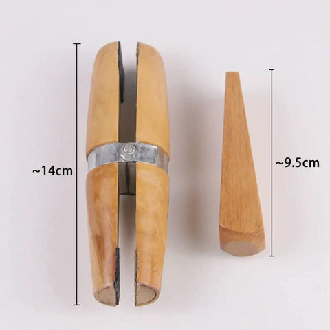 Wooden Ring Clamp with Wedge Hand Holding Fixture for Jewelers Stone Setting Repair Clamp Clip DIY Tool, 14 cm Clamp, 9.5 cm Wedge.