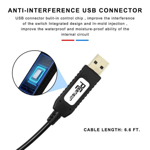 Close-up of anti-interference USB connector for Three Key USB Foot Pedal Programmable Foot Switch For PC, cable length 6.6 ft
