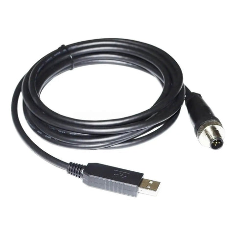 USB to 5-Pin Aviation RS232 Lead for Controllers, 1.8 m Industrial Cord with Threaded Locking Connector, Coiled View