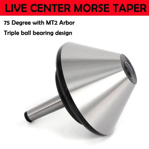 Bull Nose Live Center MT2 Morse Taper For Lathe 4.66 Inch Diameter 120mm 75 Degree Bull Nose High Precision Durable