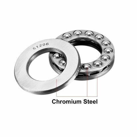 Thrust ball bearing pair 30x52x16 mm in chromium steel with washer for meat grinders (2 pcs)