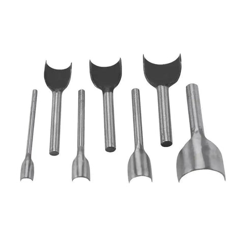 Half Round Leather Punch Cutter Set 7 Piece DIY Leather Craft Tool for wallets belts straps with solid steel ends 10-40 mm.