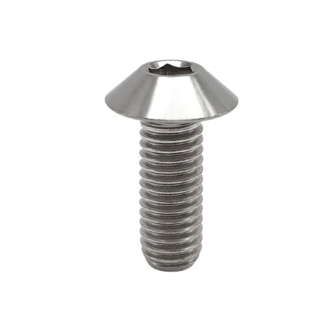 Titanium Button Umbrella Socket Head Bolts M6 X 1.0 X 16mm, Pack of 5, for bikes and motorcycles, ultra lightweight rustproof, shown close-up