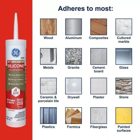 Waterproof Kitchen And Bathroom Silicone Caulk White 10 Oz 1 Pack Strong Adhesion suitable for various surfaces.
