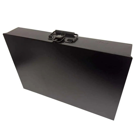 Heavy Duty 24 Compartment Black Metal Drawer Storage Box With Removable Tray, Locking Latch And Cushioned Easy Grip Handle, Industrial Steel