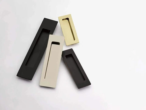 Emtek Modern Rectangular Flush Pull Satin Brass Door Hardware 1-3/4 Inch by 4 Inch Concealed Mount for Interior Doors