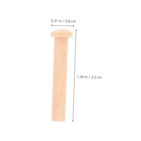 Solid Wood 20 Piece Miniature Nails Set For Crafts And Model Building, Tiny Wood Pins For Intricate Woodworking, single nail with dimensions