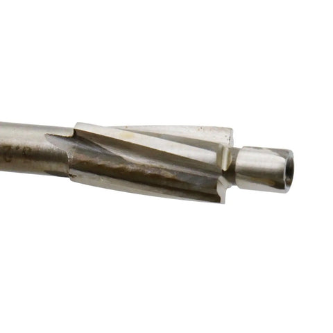 Close-up of M5 Countersink End Mill Bit HSS Counterbore Drill Bit for wood and metal, 2.1 inch total length, 6mm shank, 9mm cutter diameter.