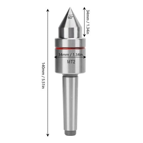 MT2 Live Center Pro Grade Built For Speed Triple Ball Bearing 60 Degree Tailstock High Carbon Steel Morse Taper Turning Tool