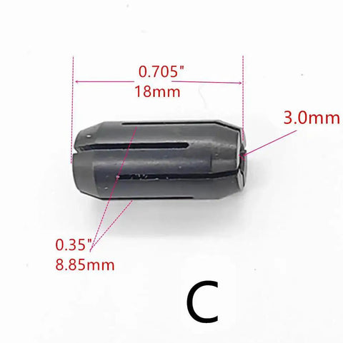 Four Pack Cut Out Tool Collet Chuck Kit For DW660 And DC550 Palm Routers includes 3.0 mm sizes, beefed up replacement parts.
