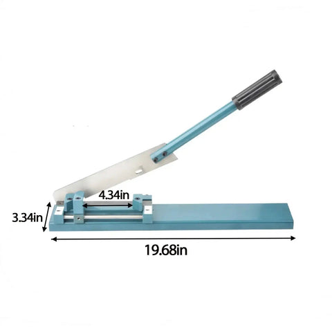 Side view of Manual Din Rail Cutter Portable Cutting Machine for PVC trunking and plastic wiring ducts showing dimensions.