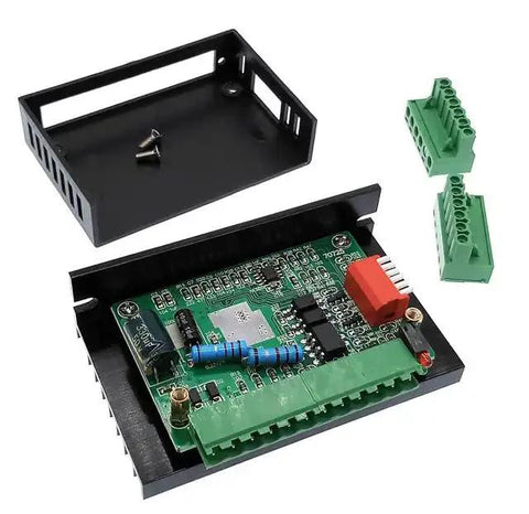 4 Pack Stepper Motor Driver Kit For Nema 17 23 34 CNC Controllers, 4A 9-42V, board and components shown with protective casing