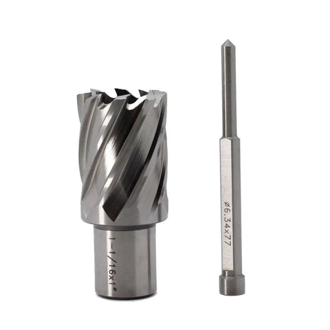 Front view of 1-1/16 Inch Annular Cutter For Magnetic Drill Press, The Go-To Tool With 1 Inch Cutting Depth And 3/4 Inch Weldon Shank, 2 Flats
