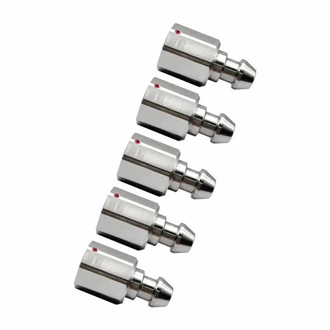 5Pcs GPS Quick Release Adapters 5/8x11 Thread Anodized Aluminum Stainless Steel in a row.