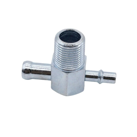 Heavy Duty Intake Manifold Vacuum Tee Fitting 3/8in NPT Thread With 1/4in And 3/8in Hose Barb Nipples Steel Zinc Construction