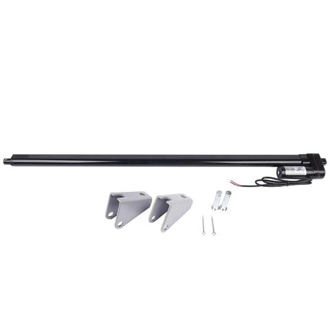 32 Inch 12V Linear Actuator With Beefy 440 Pound Load Capacity, 2000N, IP65 Waterproof, and mounting brackets shown