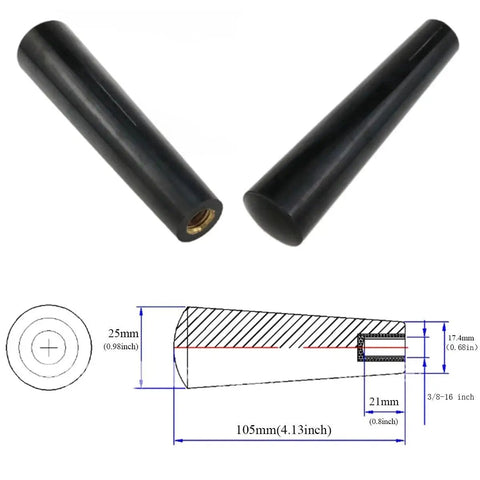Diagram of Revolving Wooden Stove Handle Three Eighths Inch Threaded Knob with dimensions and specifications for fireplace door repair.