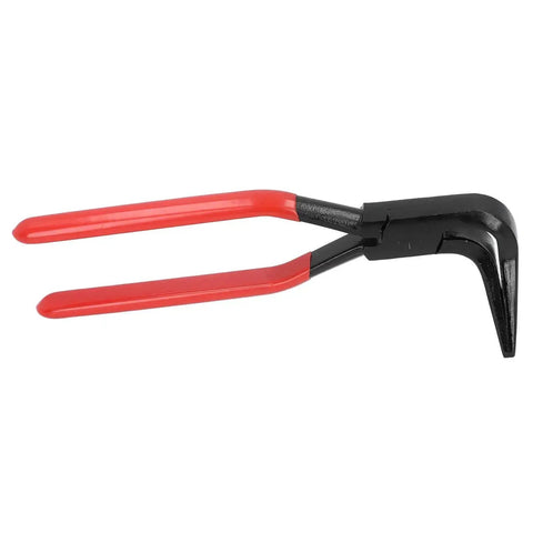 Built Tough Heavy Duty Metal Bending Pliers Hand Seamer with red grip handles for 45 and 90 degree sheet metal bends, side view