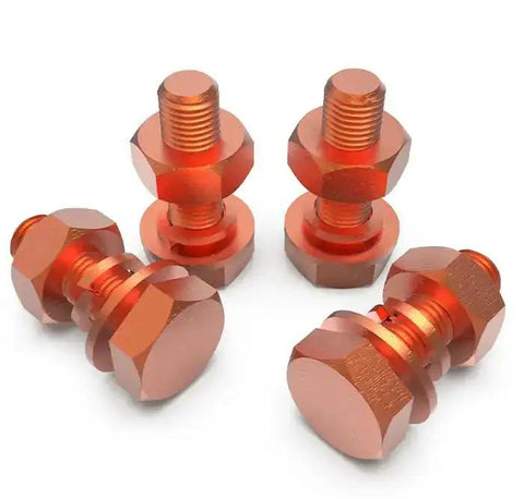 4 Pack M8 60mm Hex Bolts Kit With Nuts, Flat Washers And Spring Lock Washers In T2 Conductive Pure Copper Hex Head Screws