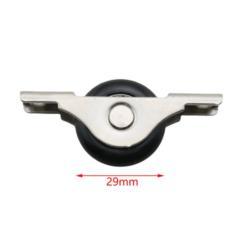 Front view of 2 Pack 29mm Black Screen Door Roller Wheel Nylon Pulley With Stainless Steel Housing