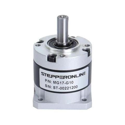 Planetary Gearbox For Nema 17 Stepper Motors With 10 To 1 Gear Ratio And 30 Arc Minute Backlash, front view, 9.5mm shaft