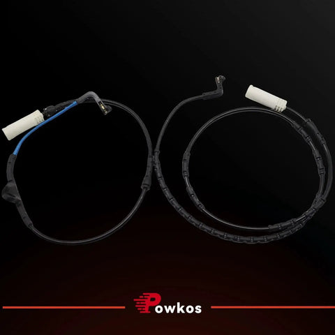 Powkos brake pad wear sensor kit for BMW; two black cables with white connectors.
