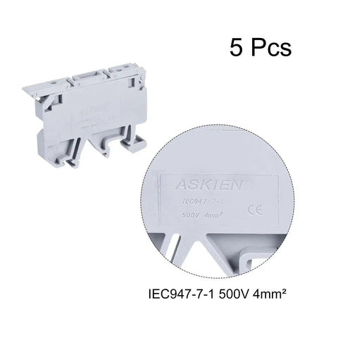 Easy Fit DIN Rail Mount Fuse Holder Terminal Blocks Grey Pack Of 5 ASK1 EN LD 220V For Distribution Panels close-up view