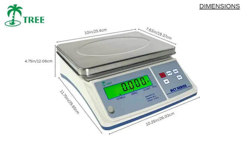66 Lb Inventory Counting Scale With Lab Grade Accuracy 0.002 Lb LCD Display Built Tough For Real World Labs Warehouses And Small Businesses Fast Reliable And Easy To Use For Precision Counting front view with dimensions
