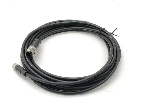 Coiled Dual End M12 to M8 Connector Cable, 4 Pin A Code Male to A Code Female, AWG22, Straight Molding PVC Waterproof Cable for Industrial Sensors and Automation, Aviation Grade Seal, Cable Assembly