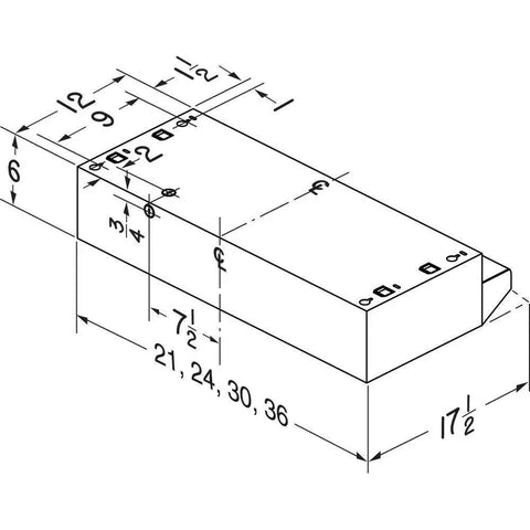 Technical drawing of Ductless 30 Inch Range Hood Insert With LED Lighting For Under Cabinet White, showing measurements.
