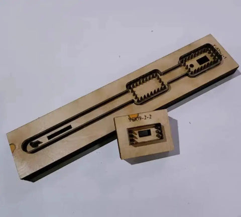 DIY Leather Shape Cutters Punch Die Set For Keychains And Small Leather Goods on wooden base