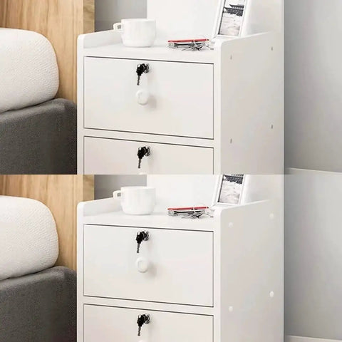 White plastic screw cap covers installed on cabinet drawers, demonstrating 200 Pieces White Plastic Self Tapping Screw Cap Covers 7mm Diameter.