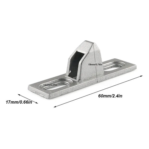 Sliding Glass Door Keeper Set, 2 Pieces With 4 Screws, Die Cast Zinc Chrome Plated, Corrosion Resistant And Durable, base size 60x17mm