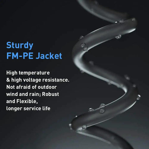 Close-up of Cat8 Ethernet Cable 1.5ft Shielded Patch Cord's durable FM-PE jacket, highlighting robustness and flexibility for gaming and streaming.
